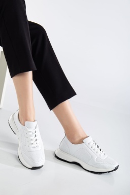 Kadın Sneakers Beyaz Hakiki Deri Spor Ayakkabı