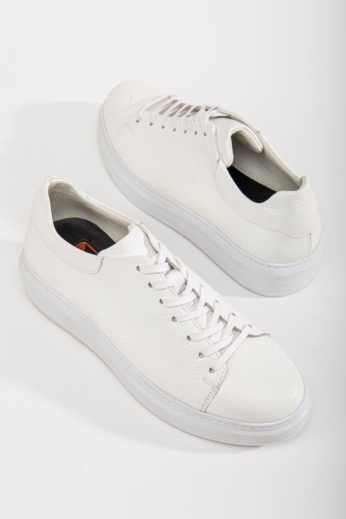 Erkek Hakiki İçi Dışı Deri Premium Sneakers Spor Ayakkabı Beyaz
