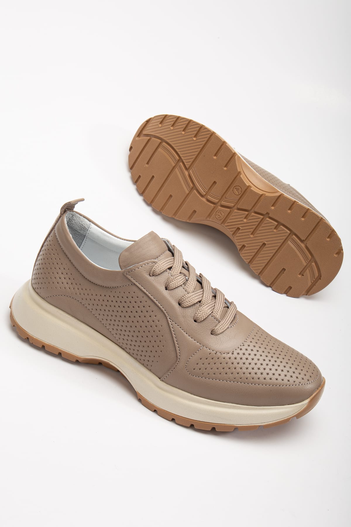 Kadın Sneakers Vizon İçi Dışı Hakiki Deri Spor Ayakkabı