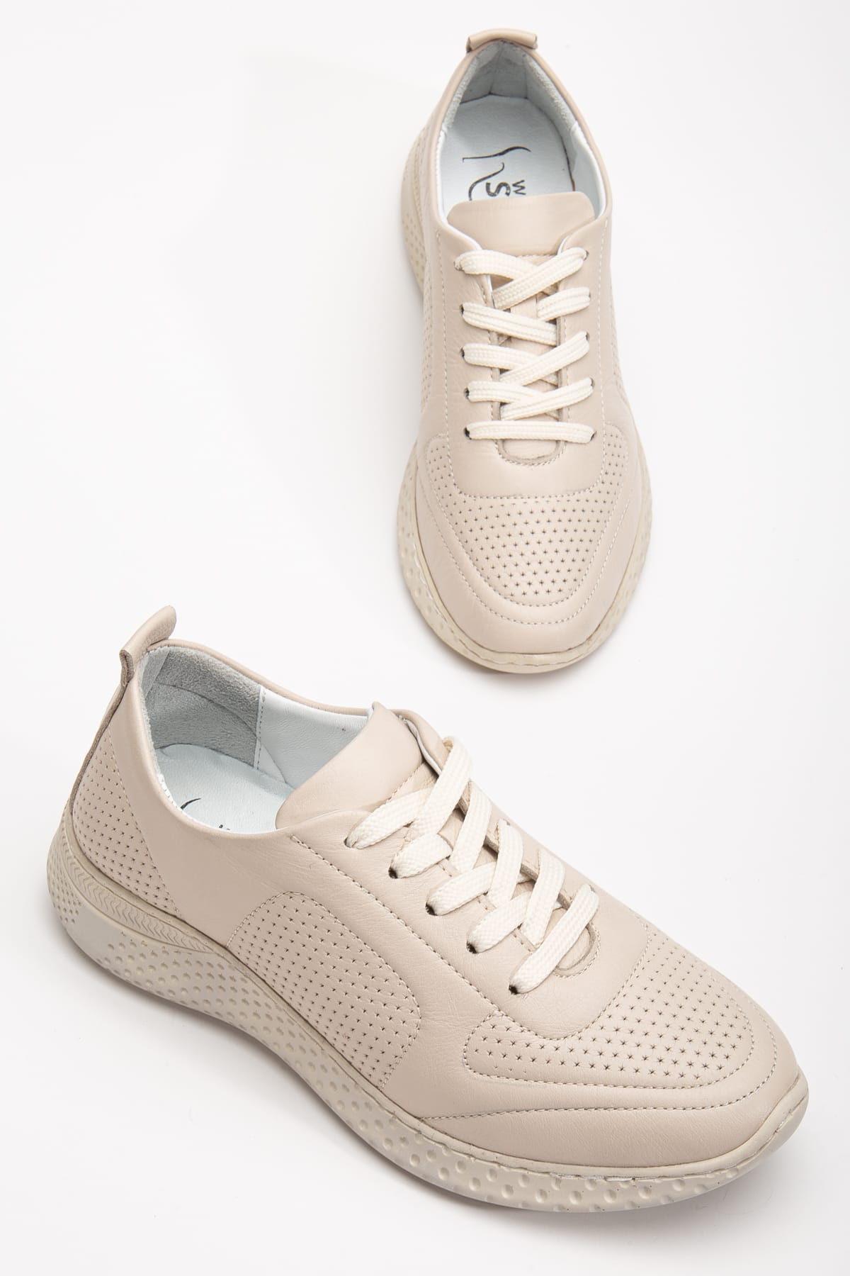 Kadın Sneakers Nude İçi Dışı Hakiki Deri Spor Ayakkabı