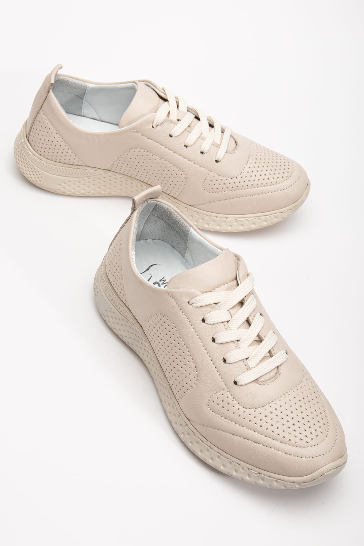 Kadın Sneakers Nude İçi Dışı Hakiki Deri Spor Ayakkabı