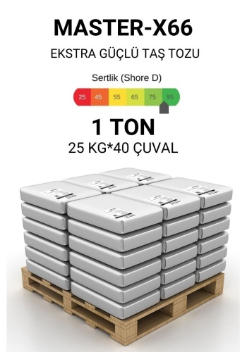 1000 KG (1 Palet) 40 Çuval Master-X66 Yeni Nesil Ultra Güçlü Taş Tozu