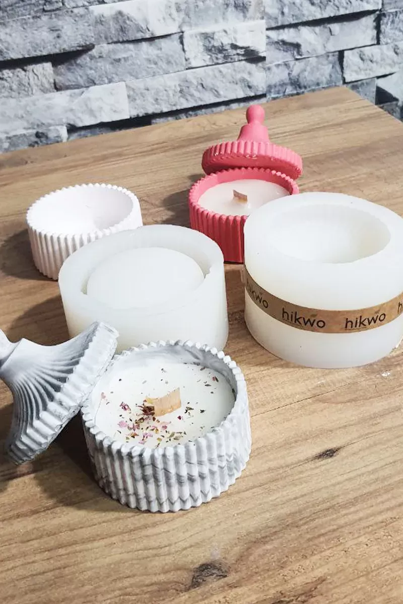 Taş Tozu Kalıbı – Kapaklı Mumluk Kalıbı – Hobi Döküm Kalıbı