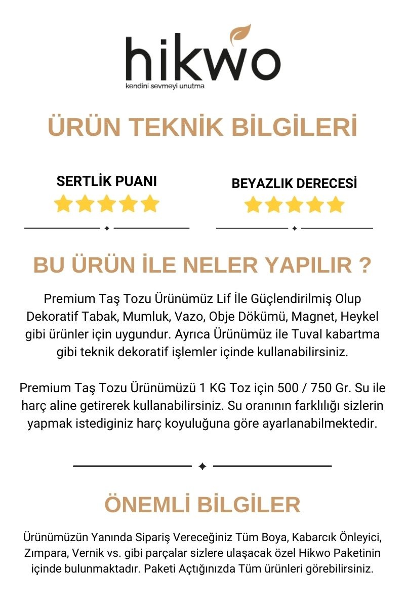 Premium Taş Tozu - Hobi Harcı - Taş Tozu Beyaz