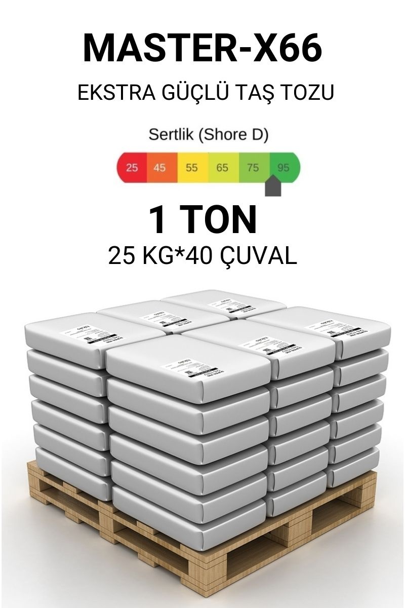 1000 KG (1 Palet) 40 Çuval Master-X66 Yeni Nesil Ultra Güçlü Taş Tozu