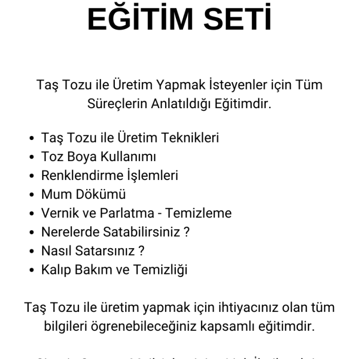 Taş Tozu Eğitimi - Saksı - Vazo - Mumluk Üretimi Eğitimi