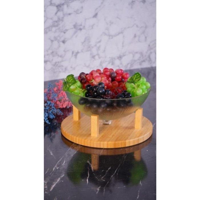 Cam Kapaklı Kek Fanusu - Meyvelik 30 Cm Ayaklı Kalın