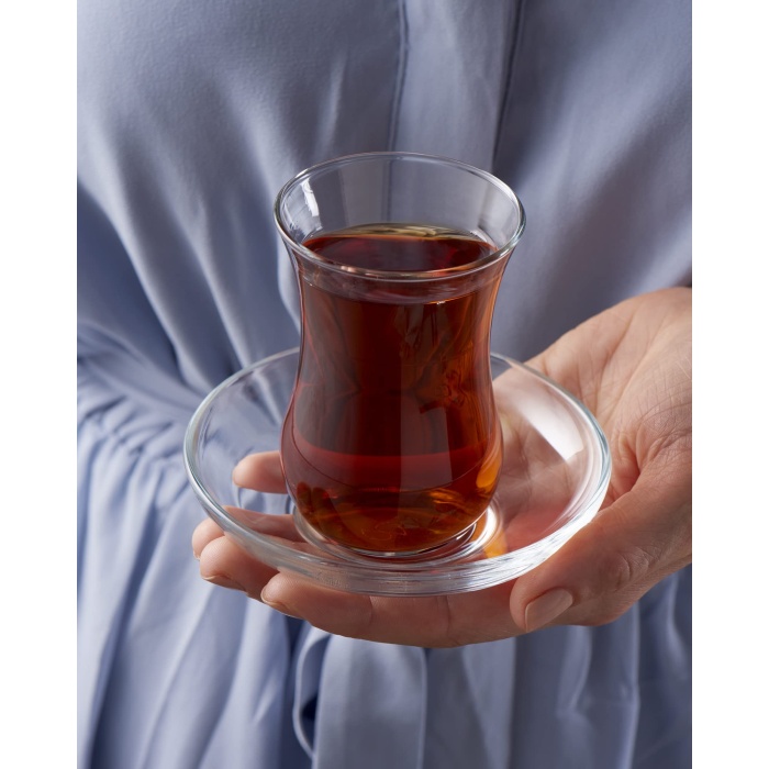Üsküdar 6lı Çay Bardak Seti | Özel Hediye Kutusunda | 6 adet Bardak + 6 Adet Tabak | Bardak Kapasitesi 120 CC