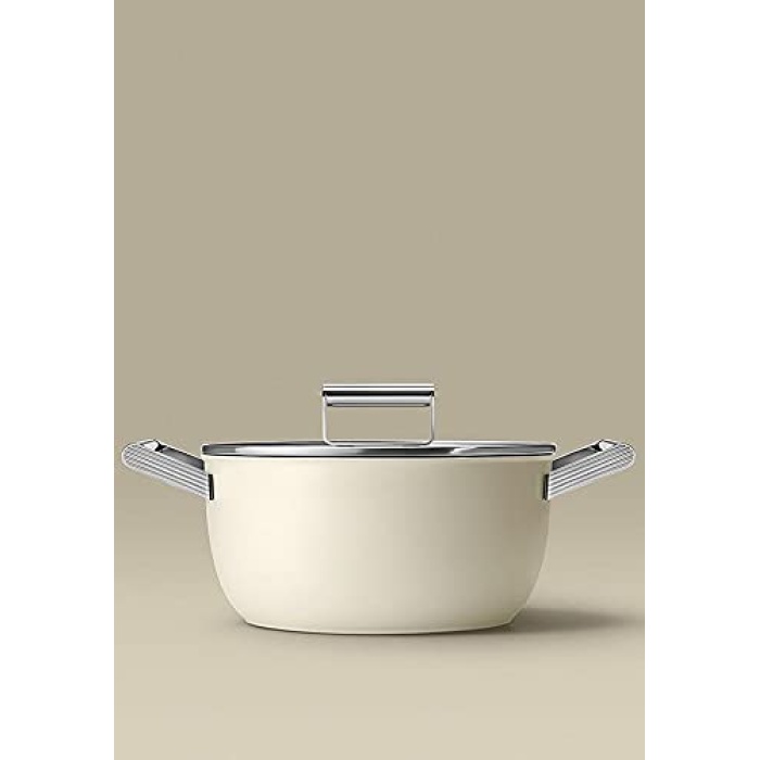 Cookware 50S Style Krem Tencere Cam Kapaklı 4,6 lt