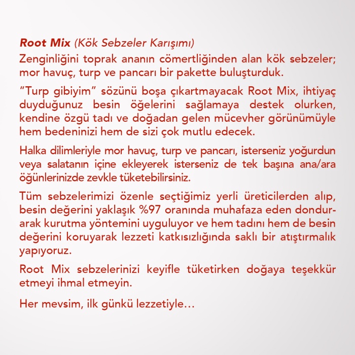 ROOT MIX 6LI SET | Mor Havuç, Turp ve Pancar | Kök Sebzeler Karışımı | 6 Al 5 Öde Paketi |