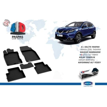 Nissan Qashqai 4D Havuzlu Paspas Siyah 2014-2021 Arası