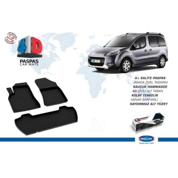 Peugeot Partner 2 Tepee 4D Havuzlu Paspas Siyah 2008-2018 Arası