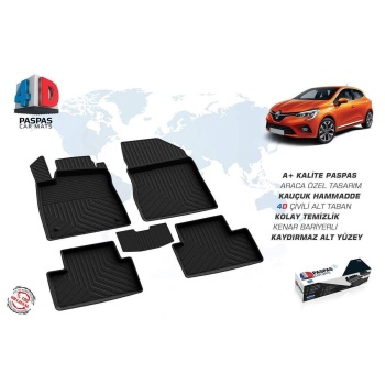 Renault Clio 5 4D Havuzlu Paspas Siyah 2019 ve Sonrası