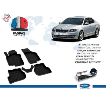 Skoda Octavia 2 A5 4D Havuzlu Paspas Siyah 2008 ve Sonrası