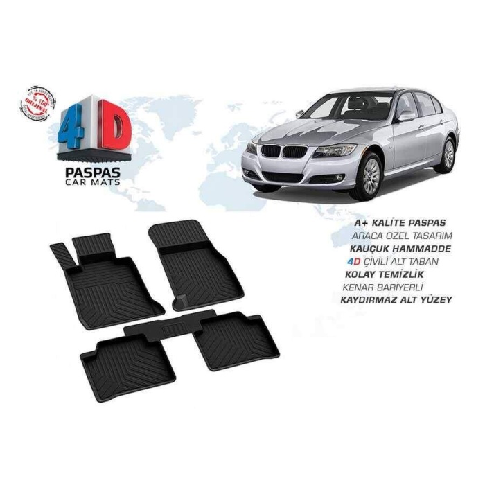 Bmw E90 3 Serisi 4D Havuzlu Paspas Siyah 2005-2010 Arası