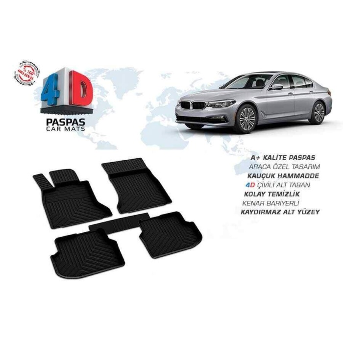 Bmw G30 5 Serisi 4D Havuzlu Paspas Siyah 2017 ve Sonrası