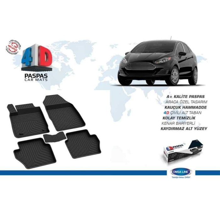 Ford Fiesta 7 4D Havuzlu Paspas Siyah 2018 ve Sonrası