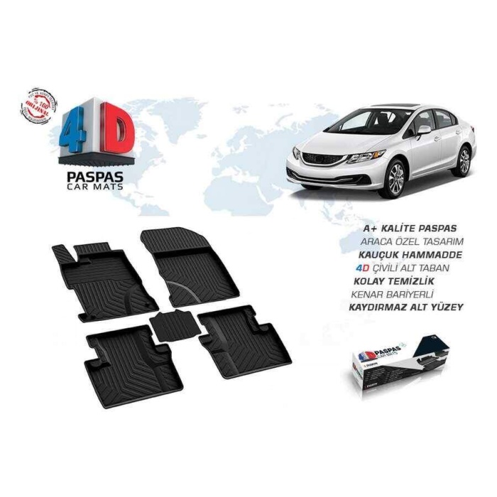 Honda Civic FB7 4D Havuzlu Paspas Siyah 2012-2016 Arası
