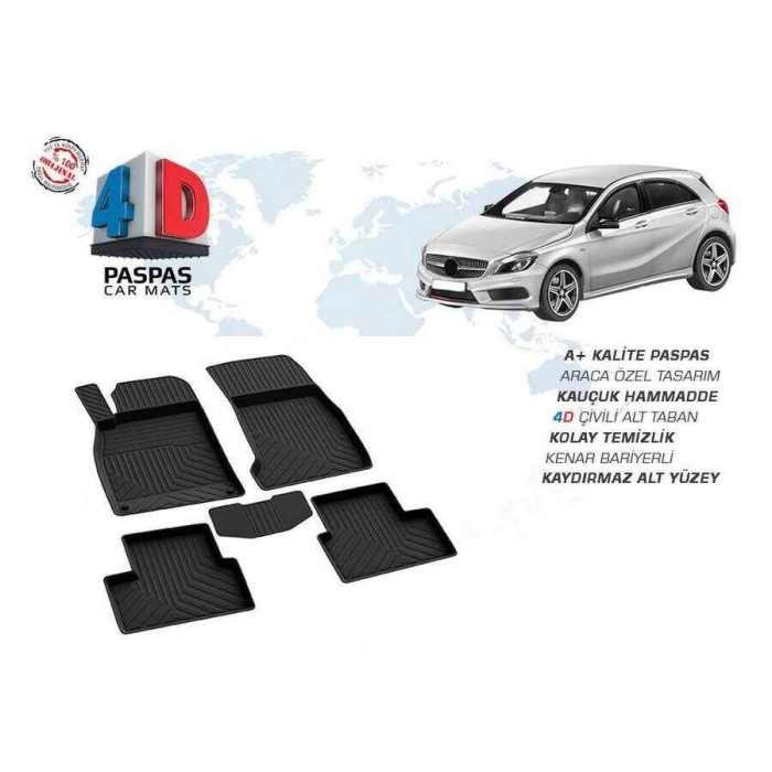 Mercedes A Serisi W176 4D Havuzlu Paspas Siyah 2013 ve Sonrası