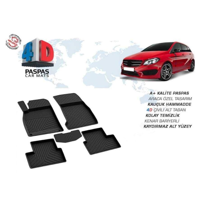 Mercedes B Class W246 4D Havuzlu Paspas Siyah 2012 ve Sonrası
