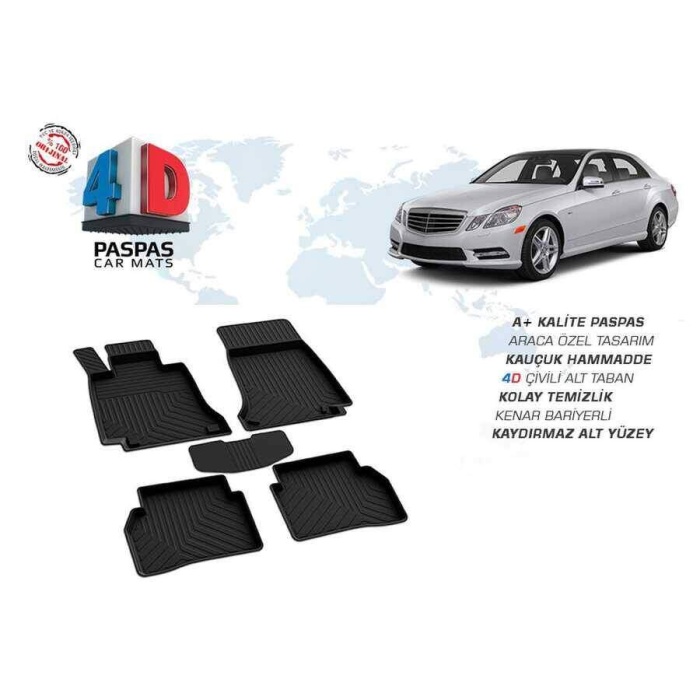 Mercedes E Class W212 4D Havuzlu Paspas Siyah 2009-2016 Arası