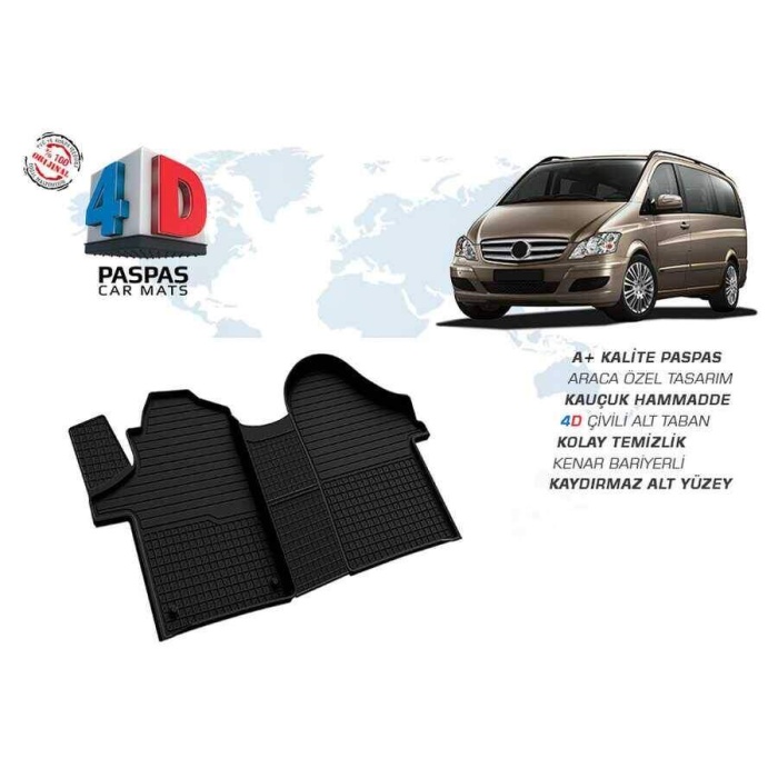 Mercedes Viano 4D Havuzlu Paspas Siyah 2015 ve Sonrası