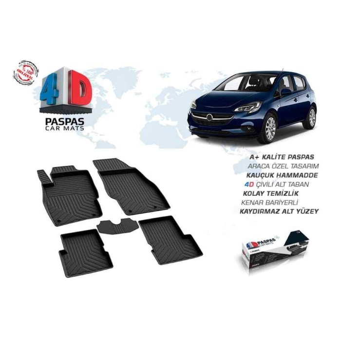 Opel Corsa E 4D Havuzlu Paspas Siyah 2014 ve Sonrası