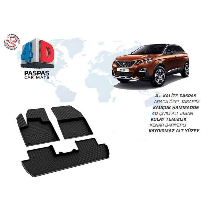 Peugeot 3008 GT-LINE 4D Havuzlu Paspas Siyah 2016 ve Sonrası