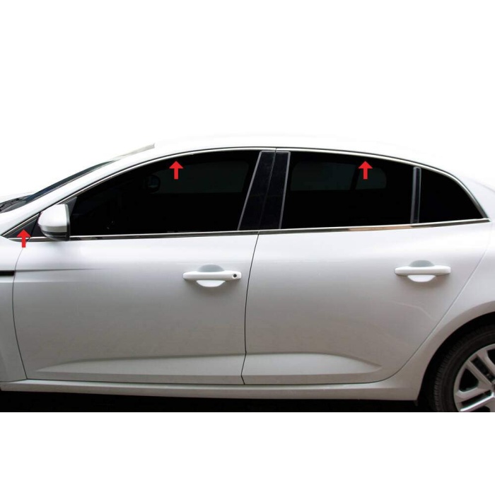 Renault Megane 4 HB Krom Üst Cam Çerçevesi 6 Parça 2016-2020 Arası