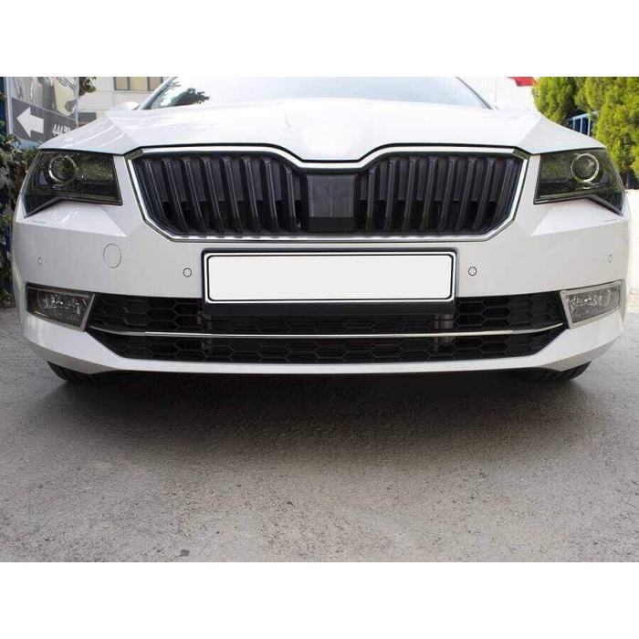 Skoda Superb B8 Krom Ön Tampon Çıtası 3 Parça 2015-2019 Arası