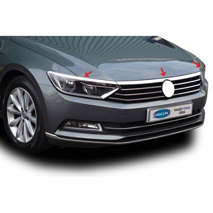 VW Passat B8 Krom Ön Panjur Far Üstü Çıta 2015-2019 Arası