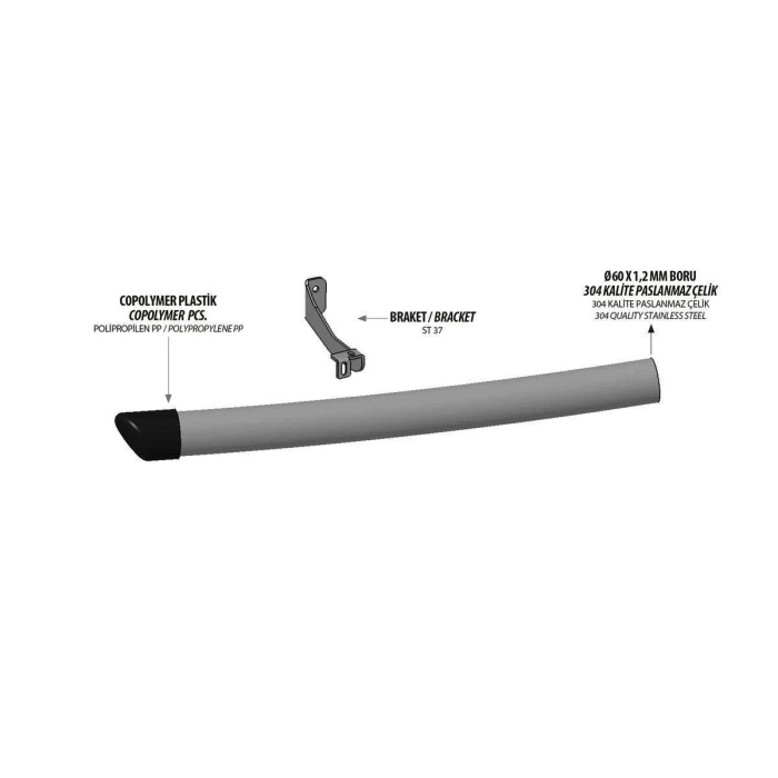 Fiat Doblo 2 Krom Boru Q60 Arka Basamak Plastik Kapak 2015-2019 Arası
