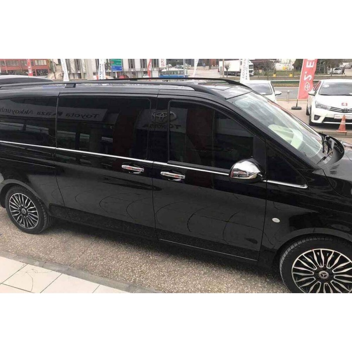 Mercedes Vito/W447 Krom Cam Alt Çıtaları 8 Parça Tek Sürgülü Kapı L2 Kısa Şase 2014 ve Sonrası