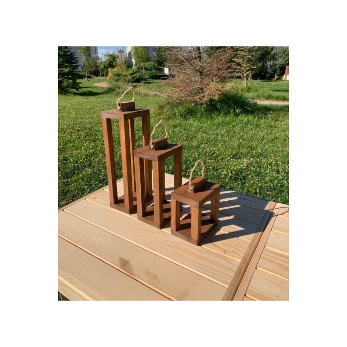 Mumluk 3’lü Ceviz Rengi Dekoratif Set