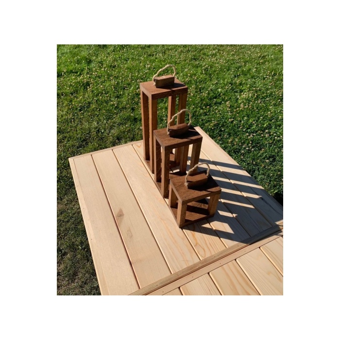 Mumluk 3’lü Ceviz Rengi Dekoratif Set