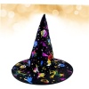 Cadı Şapkası Siyah Üzeri Rengarenk Balkabağı Cadı Figür Baskılı 38x34 cm (81)