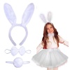 Tavşan Tacı Eteği Papyonu ve Kuyruk Kostüm Seti Beyaz Renk Çocuk Boy (K0)