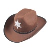Çocuk Kovboy Şapkası - Vahşi Batı Kovboy Şerif Şapkası Kahve Renk (K0)