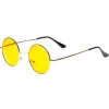 Yuvarlak Cam John Lennon Tarzı Hippi Gümüş Çerçeveli Sarı Gözlük (K0)
