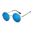 Yuvarlak Cam John Lennon Tarzı Gümüş Çerçeveli Mavi Gözlük (K0)