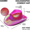 Neon Hologramlı Kovboy Model Parti Şapkası Fuşya Yetişkin 39X36X14 cm (K0)