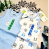 Erkek Bebek Mavi  Hello Baby Yazlık Kolsuz Çıtçtıtlı Body Tulum 2 Adet
