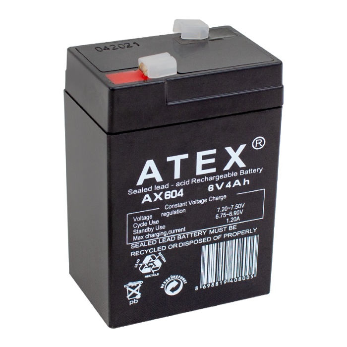 ATEX AX-604 AKÜ 6 VOLT - 4 AMPER IŞILDAK AKÜSÜ (70 X 48 X 101 MM) (81)