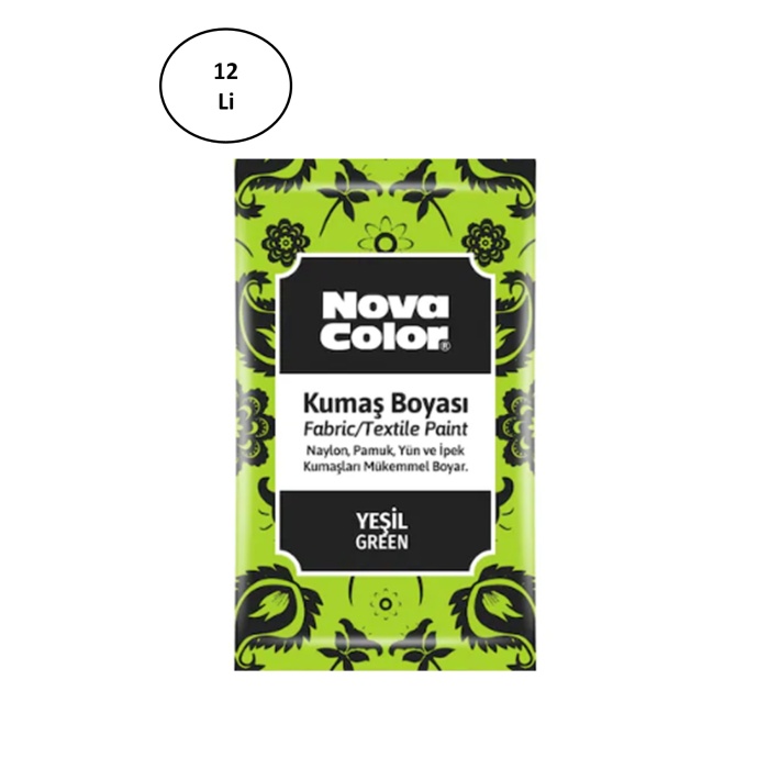 Nova Color 12 Gr Toz Kumaş Boyası Yeşil Nc-903 12li