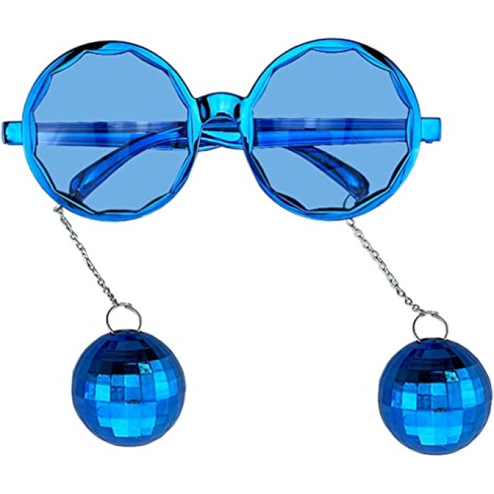 Mavi Renk Disko Toplu Küpeli Parlak Yılbaşı Parti Gözlüğü (K0)
