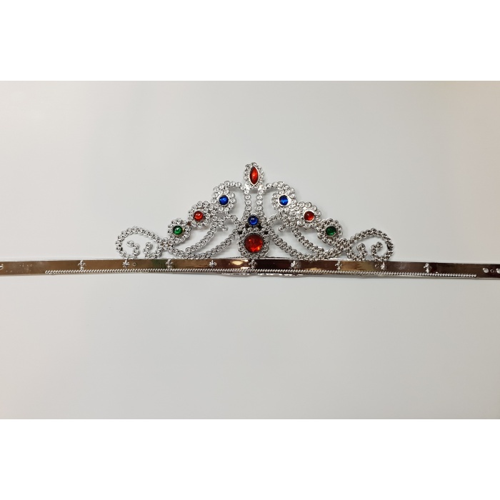 Gümüş Renk Plastik Prenses Tacı Kraliçe Tacı 60 cm (K0)