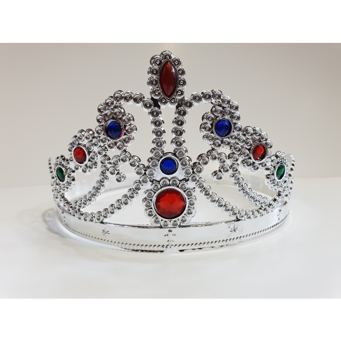 Gümüş Renk Plastik Prenses Tacı Kraliçe Tacı 60 cm (K0)