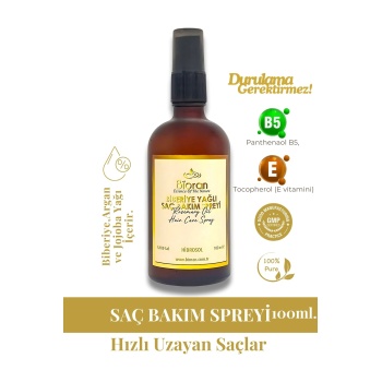 Biberiye Yağlı Saç Bakım Spreyi - Hızlı Uzama ve Canlandırıcı Etki Cam Şişede (100 ML)