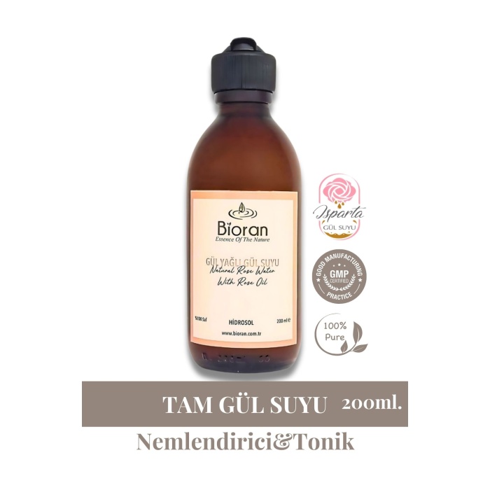 Gül Yağlı Gül Suyu Aydınlatıcı ve Gözenek Sıkılaştırıcı Tonik  200 ml (fliptop kapak)