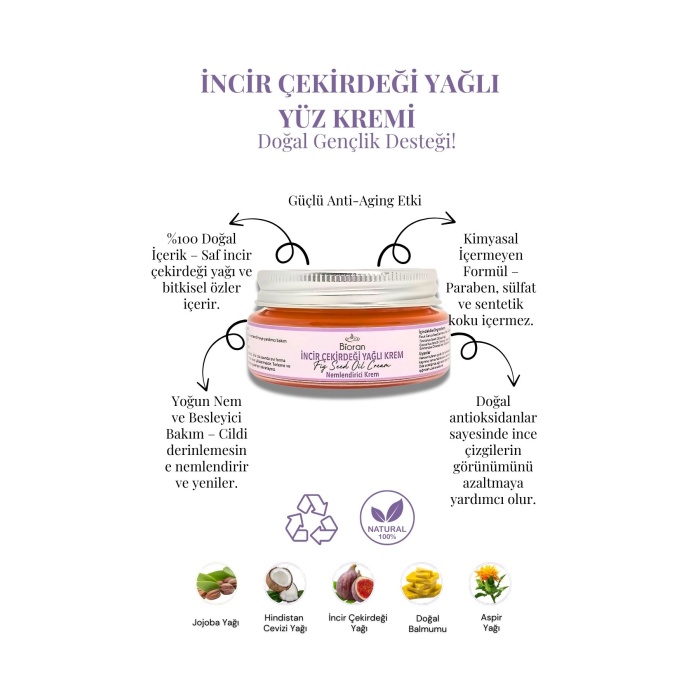 İncir Çekirdeği Yağlı Yoğun Bakım Kremi 40 ml. %100 Doğal